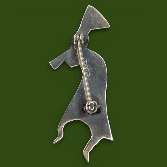 Vintage KOKOPELLI Navajo Silver Brooch - Signed Sterling, Southwest Jewelry - Picture 8 of 12